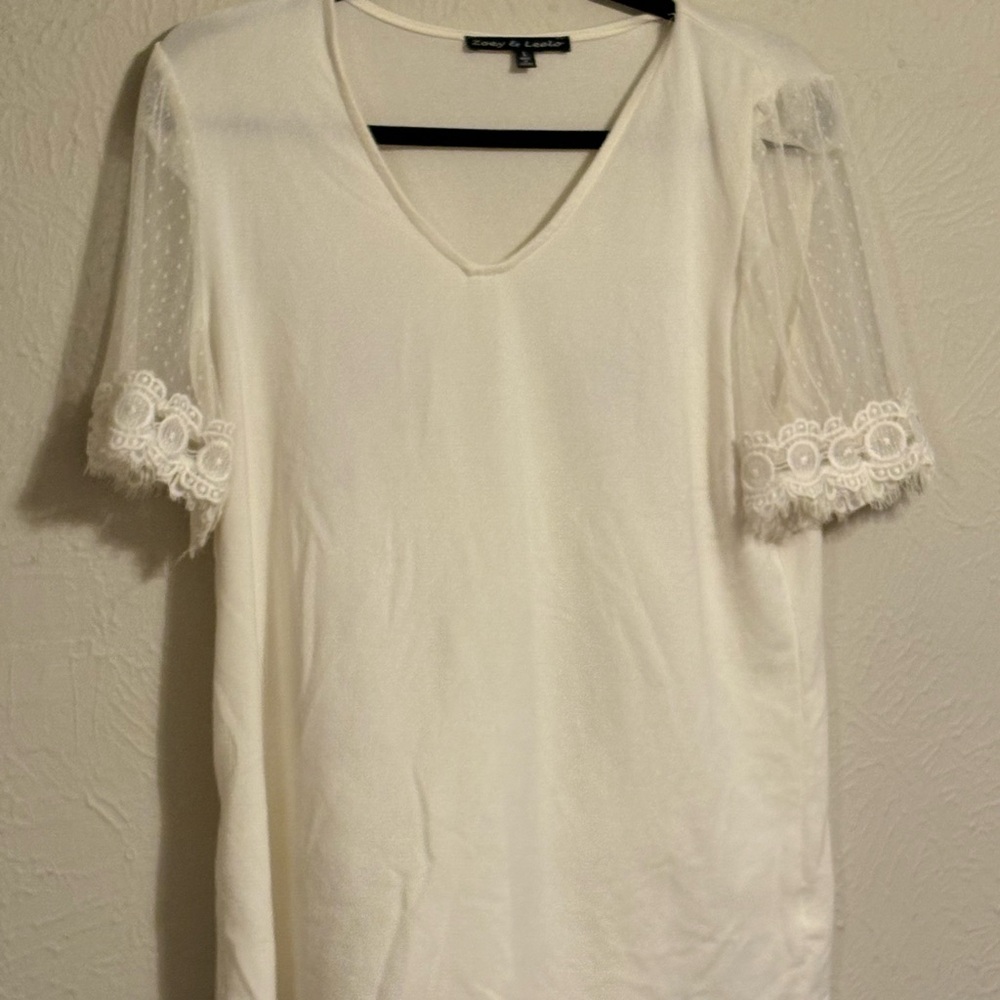Elegant Ivory Lace Sleeve Blouse